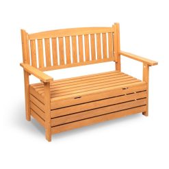 2 Seat Wooden Outdoor Storage Bench