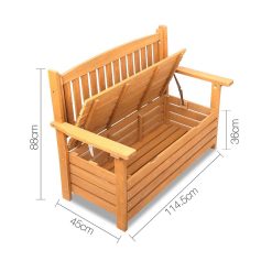 Alternative view of 2 Seat Wooden Outdoor Storage Bench