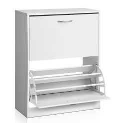 Alternative view of Wooden Shoe Cabinet with Shelf Drawer - White