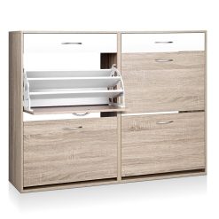 Alternative view of Wooden Shoe Cabinet with Storage Shelves