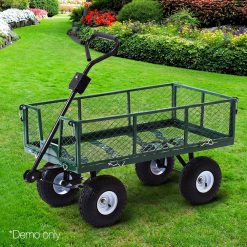 Mesh Garden Steel Cart - Green