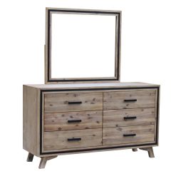 Alternative view of Dresser with 6 Storage Drawers in Solid Acacia With Mirror in Silver Brush Colour