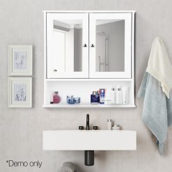 Bathroom Storage Cabinet with Mirror - White