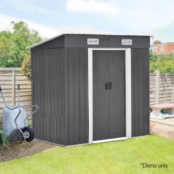 1.94 x 1.21M Metal Garden Shed - Grey