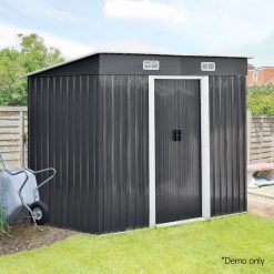 2.38 x 1.31M Steel Garden Shed - Grey