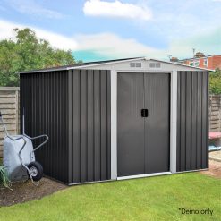 2.05 x 2.57M Steel Base Garden Shed - Grey