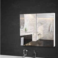 Bathroom Vanity Mirror with Storage Cabinet - White