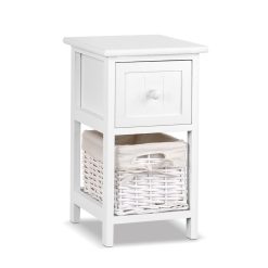 2 Piece Bedside Table Set - White