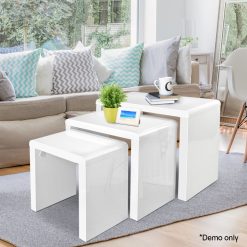 Wooden Coffee Table Set - Gloss White