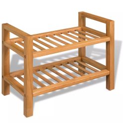 2-Shelf Shoe Rack - Solid Oak