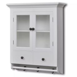 Kitchen Wall Cabinet with Glass Door - White