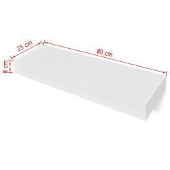 Alternative view of Large Floating Wall Display Shelf With Drawer - White