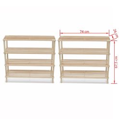Alternative view of 4 Tier Wooden Shoe Rack - 2 Set