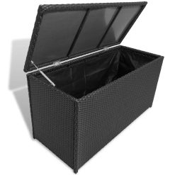 Garden Storage Box Black - Poly Rattan