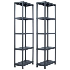 Storage Shelf Rack 2 pieces -Black Plastic