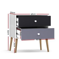 Alternative view of 2 Drawer Bedside Table - Black