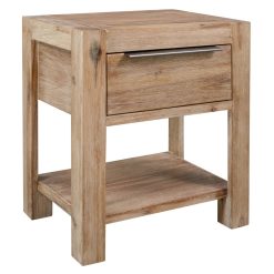 Solid Acacia Wood Nightstand with Drawer 40x30x48cm