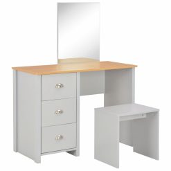Dressing Table with Mirror and Stool 104x45x131cm - Grey