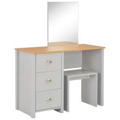 Alternative view of Dressing Table with Mirror and Stool 104x45x131cm - Grey