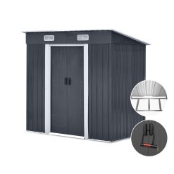 1.94 x 1.21m Metal Base Garden Shed - Grey