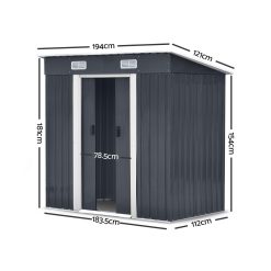 Alternative view of 1.94 x 1.21m Metal Base Garden Shed - Grey