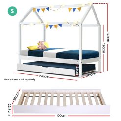 Alternative view of Wooden Bed Frame Single Size Mattress Base Pine Timber Platform White HOLY