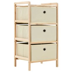 3 Basket Cedar Wood Storage Rack - Beige