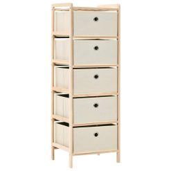 5 Basket Cedar Wood Storage Rack - Beige