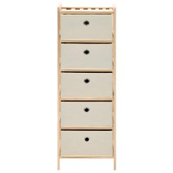 Alternative view of 5 Basket Cedar Wood Storage Rack - Beige