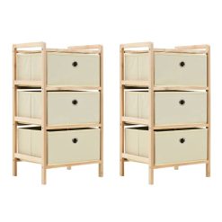 3 Basket Cedar Wood Storage Rack Set - Beige