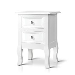 French Style Bedside Table - White