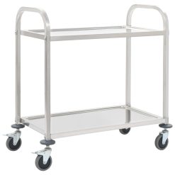 2-Tier Stainless Steel Kitchen Trolley 96.5x55x90cm