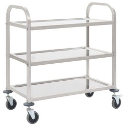 3-Tier Stainless Steel Kitchen Trolley 107x55x90cm