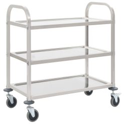 3-Tier Stainless Steel Kitchen Trolley 87x45x83.5cm