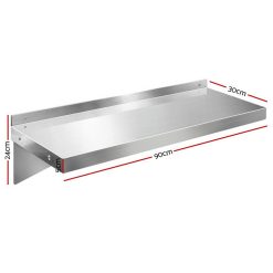 Alternative view of Stainless Steel Wall Shelf Kitchen Shelves Rack Mounted Display Shelving 900mm