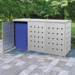 Stainless Steel 240L Triple Wheelie Bin Shed
