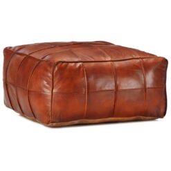 Pouffe Tan Genuine Goat Leather 60x60x30cm
