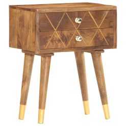 Solid Mango Wood Bedside Cabinet 43x30x58cm