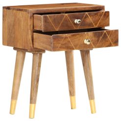 Alternative view of Solid Mango Wood Bedside Cabinet 43x30x58cm