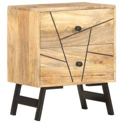 Solid Mango Wood Bedside Cabinet 40x30x50cm