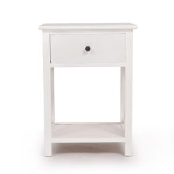 Alternative view of Single Drawer Wooden Bedside Table - White