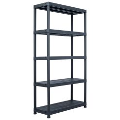 Alternative view of 2 Piece Plastic Storage Shelf Rack Set 80x40x180cm - Black