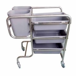 3 Tier Food Trolley with Five Buckets 81x43x87cm