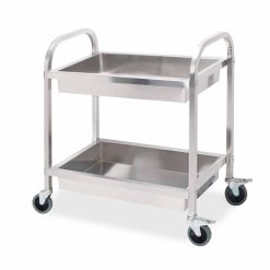 2 Tier Stainless Steel Bowl Kitchen Trolley 95x50x95cm