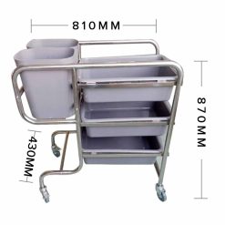 Alternative view of 3 Tier Food Trolley with Five Buckets 81x43x87cm