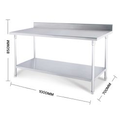Alternative view of Stainless Steel Commercial Kitchen Work Bench with Lip 100x70x85cm