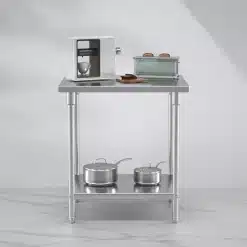 Alternative view of Stainless Steel Commercial Kitchen Work Bench with Solid Shelf 80x70x85cm