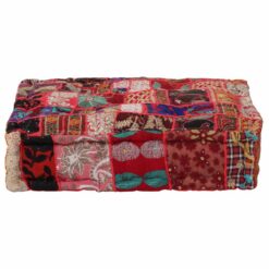 Patchwork Pouffe Square Cotton Handmade 50x50x12cm