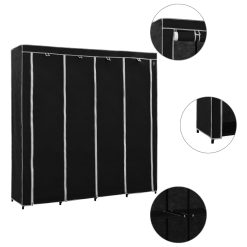 4 Compartment Wardrobe 175x45x170cm - Black