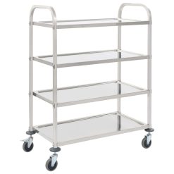 4-Tier Stainless Steel Kitchen Trolley 107x55x125cm